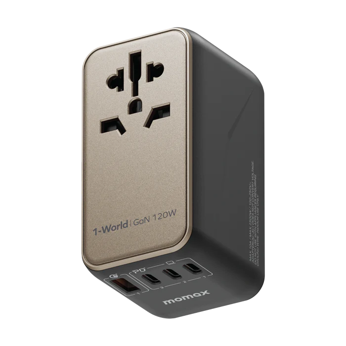 Momax 1-World Universal 4-Port Travel GaN Charger 120W + USB-C Cable