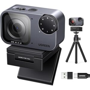 UGREEN FineCam Pro 4K Webcam for PC – 1/2" Sony Sensor, AI Auto Framing, PDAF Autofocus, AI Noise-Canceling Mic, Gesture Control, 7 Filters, Privacy Cover & Tripod | Streaming, Zoom, Teams
